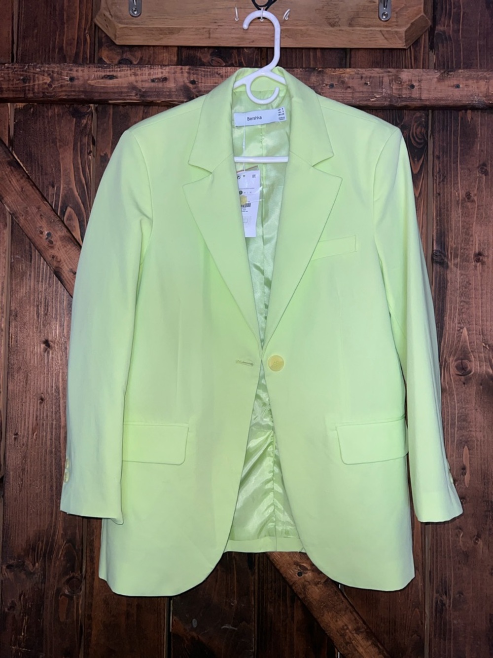 Bershka Neon Lime Single-Button Blazer